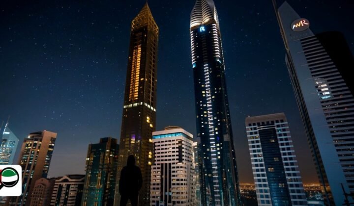 Gold & Diamond Park General Trading License 2026 - a silhouette stands against the illuminated skyscrapers of skyline