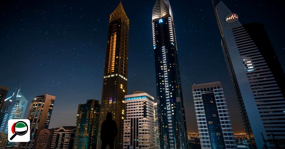 Gold & Diamond Park General Trading License 2026 - a silhouette stands against the illuminated skyscrapers of skyline